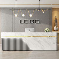Mobilier moderne pour hôtel, comptoir en bois MFC avec logo personnalisé, réception de bureau blanche, table d'entrée pour salon de beauté, bar