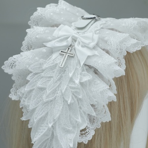 L0014 Gothic ren cạnh Lolita Khăn trùm đầu Ruffle Lolita tóc ban nhạc cosplay chụp ảnh đám cưới và các bên theo chủ đề hairband phụ kiện - Product Image 2