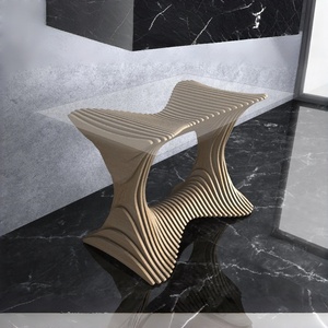 โต๊ะอาหารไม้เนื้อแข็งสั่งทำพิเศษ โต๊ะ<span class=keywords><strong>กาแฟ</strong></span> ท็อปกระจกใส ดีไซน์โค้งเว้า ลายไม้ระแนง สำหรับโรงแรมและบ้าน - Product Image 2