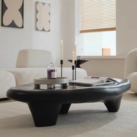 Ensemble de table basse moderne et créative pour la maison table centrale en fibre de verre noir crème pour le salon