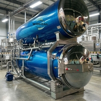 Nouvelle machine de stérilisation à la vapeur horizontale par immersion pour repas prêts à consommer, autoclave pour aliments pour animaux en conserve et viande