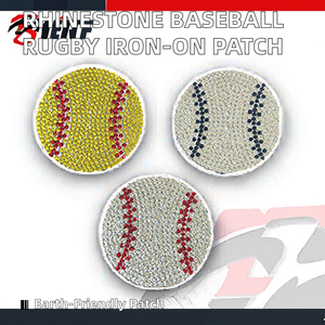 ホットセール中！エコフレンドリーなプラスチック製ラインストーン野球/ラグビーパッチ、ダイヤモンドクリスタルアイロン接着パッチ（衣類、帽子用） - Product Image 2