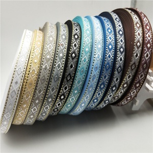 Cinta de jacquard de seda dorada con diseño de espiga en forma de diamante de 1.2 cm, inspirada en estilos étnicos, accesorios DIY para bordes de abanicos Han - Product Image 1