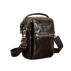 Wholesale Men's Vintage Summer Small Genuine Leather <b>Crossbody</b> Shoulder <b>Bag</b> Travel Multi-Compartment Mini <b>Messenger</b> Lightweight - Product Image 2