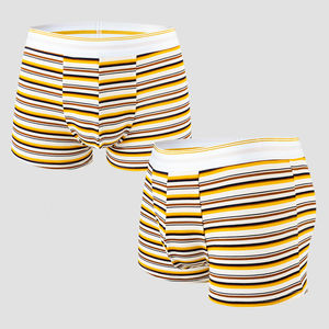 Calzoncillos masculinos de alta calidad, ropa interior con cintura elástica, bóxer de algodón orgánico a rayas, bóxer de ángulo plano para hombre - Product Image 2