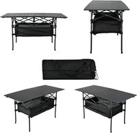 Table de camping pliante, table de plage portable avec sacs de transport pour camping en plein air, randonnée, pique-nique, plage, pêche