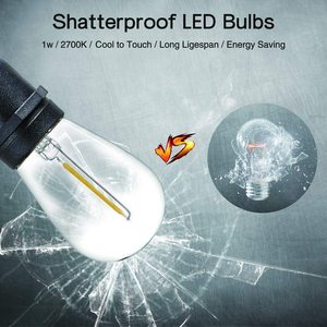 Guirnalda de <span class=keywords><strong>Luces</strong></span> <span class=keywords><strong>Solares</strong></span> <span class=keywords><strong>para</strong></span> Exteriores de Grado Comercial, Impermeable, de 10 m, con Bombillas LED S14, Iluminación Decorativa <span class=keywords><strong>para</strong></span> Jardín, Patio y Terraza - Product Image 4