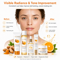Ensemble de soins de la peau pour éliminer les taches brunes, réduire l'acné, à base de curcuma, vitamine C et acide hyaluronique, 5 pièces, crème, kit de soins de la peau du visage