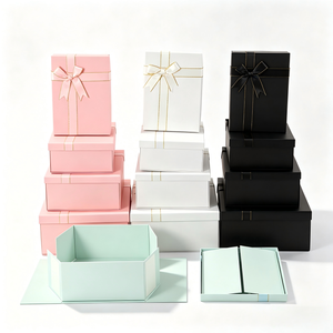 Caja <span class=keywords><strong>de</strong></span> Regalo Plegable <span class=keywords><strong>de</strong></span> Dos Piezas con Lazo, Papel Recubierto, Cartón Rígido <span class=keywords><strong>de</strong></span> 1200g, Impresión UV con Lámina Dorada, Logotipo Personalizado, Ecológica - Product Image 1