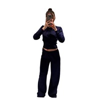 Ensemble tricoté gothique style européen et américain automne/hiver, cardigan uni anti-plis et pull col rond pour femme