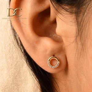 Boucles d'oreilles clous en or jaune massif 14 carats, diamant de laboratoire certifié IGI, taille ronde, pour femme, cadeau pour toute occasion spéciale - Product Image 4