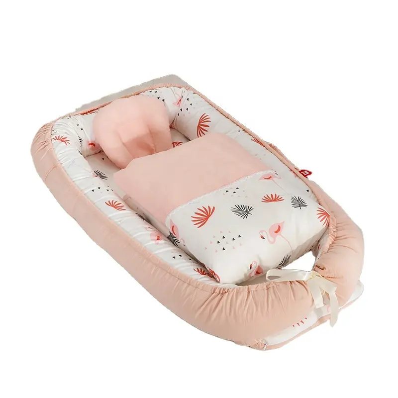 เตียงนอนเด็กแบบพกพา/เตียงรังที่สมบูรณ์แบบสำหรับห้องนอน/การเดินทางผ้าฝ้ายรังนกทารกที่นอนแรกเกิด Lounger Organic