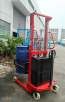 Pengangkat Drum Hidrolik Semi Elektrik 350kg Bertenaga Baterai, Dapat Dipindahkan, Dapat Diangkat dan Dimiringkan