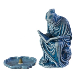 特注アロマディフューザーワイピングカラーセラミック3Dスケルトンスカル学んだワイズマン死本を読む図香部屋バーナー - Product Image 1