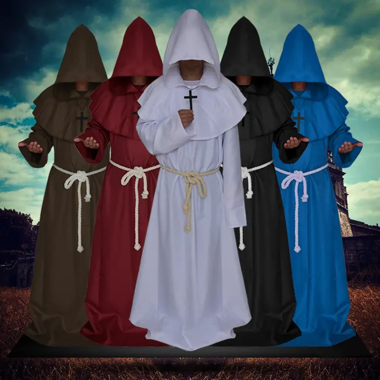 FanLi-Disfraz de Cosplay de Pastor para Halloween, disfraz de Color sólido, antiguo, monje Medieval, gran oferta