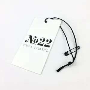 Custom 700g White Cardboard Hang Tag With String Garment Accessories Paper Cotton Swing Tag Set Hangtags For Clothing Ow