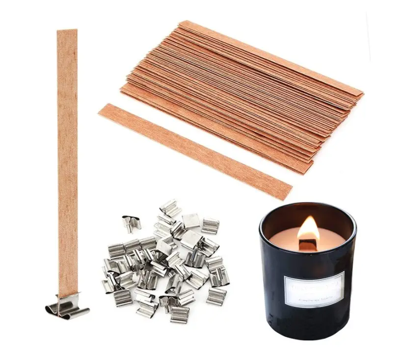 DIY candle craft wood wicker wood wax wick with clip base candle wick candle making wood wickoys