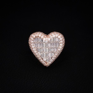 Rose Gold Heart <b>Ring</b> Iced Luxury Bling <b>Statement</b> Moissanite Rhodium Plated Hip Hop Fashion Jewelry Gift Her Elegant Romantic - Product Image 1