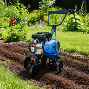 Cultivateur à essence 78,5 cm³ 4 temps 2-en-1, largeur de travail de 18 pouces, outil de jardin bleu - Product Image 2