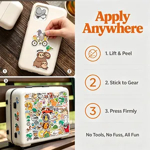 Cartoon Vinyl Stickers Irregular Shape Strong <b>Stickiness</b> for Phone Case Suitcase Laptop Decor Gift Craft Use - Product Image 1