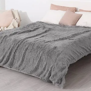Soggiorno moderno in pile tinta unita doppio inverno letto sostenibile coperta Queen Size 200x200 CM