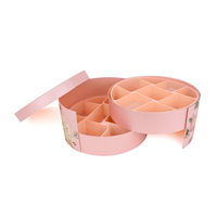 Boîtes cadeaux rondes en gros, luxe, rose, tube cylindrique, boîte cadeau à 2 étages pour mariage, fleurs, chocolat avec séparateurs en plastique