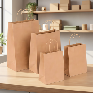 Emballage personnalisé, sacs en papier promotionnels de luxe, sacs en papier kraft blanc personnalisés, sacs de shopping en papier kraft brun avec votre propre logo - Product Image 1