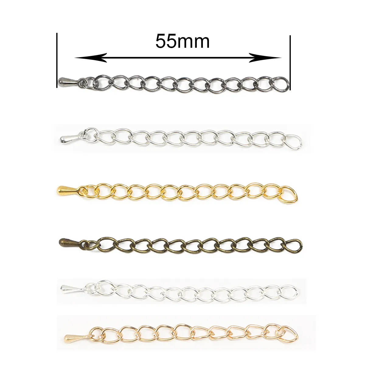 Conectores de ferro de metal com 10 peças, tom de ferro de metal extensor, correia de lagosta, conectores de extremidade, copo para fazer joias diy