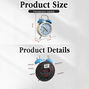 Bosheng personnalisé quartz enfants sommeil entraînement horloge analogique double <span class=keywords><strong>cloche</strong></span> ancienne mode réveil - Product Image 4