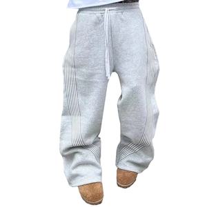 กางเกงลำลองลายทางสำหรับผู้ชายมาใหม่กางเกงวอร์มทรงหลวมเอวยางยืดมีเชือกรูดแนวฮิปฮอปกางเกงวิ่ง - Product Image 3