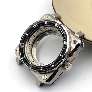 Boîtier de montre en acier noir avec anneau goutte à goutte en caoutchouc fond Transparent pour <span class=keywords><strong>SKX009</strong></span> SKX007 SRPD accessoires de montre de mouvement automatique - Product Image 1