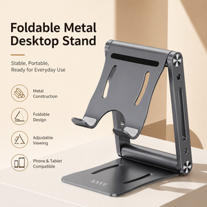 Soporte Plegable Metálico <span class=keywords><strong>de</strong></span> Bolsillo para Teléfono, Portátil, con Base Antideslizante, Compatible con Teléfonos y Tabletas, Estándar <span class=keywords><strong>de</strong></span> Seguridad, Ideal para Viajes y Campamentos - Product Image 1