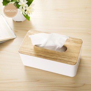 Caja de madera para pañuelos desechables, dispensador rectangular de madera para pañuelos faciales para almacenamiento en el baño - Product Image 2