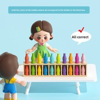 Juego de Mesa Interactivo de Madera para Niños: Divertido Juego de Combinación de Bebidas, Aprendizaje Temprano, Adivinación de Colores y Entrenamiento de Memoria