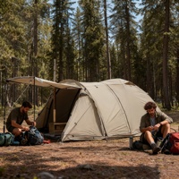 Tente de camping et de pêche coupe-vent en polyester double couche ignifuge quatre saisons pour tunnel extérieur et cheminée d'hiver