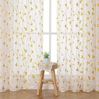Voilage DaiRui fini pour salon et chambre à coucher, motif fleurs jaunes