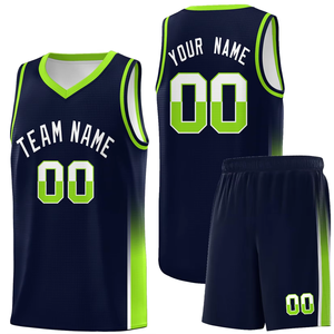 Conjunto de Uniforme de Baloncesto Personalizado, Negro y Verde, Malla sin Mangas, Cuello en V, Impresión Sublimada, Absorbe la Humedad, Unisex, para Adultos - Product Image 3