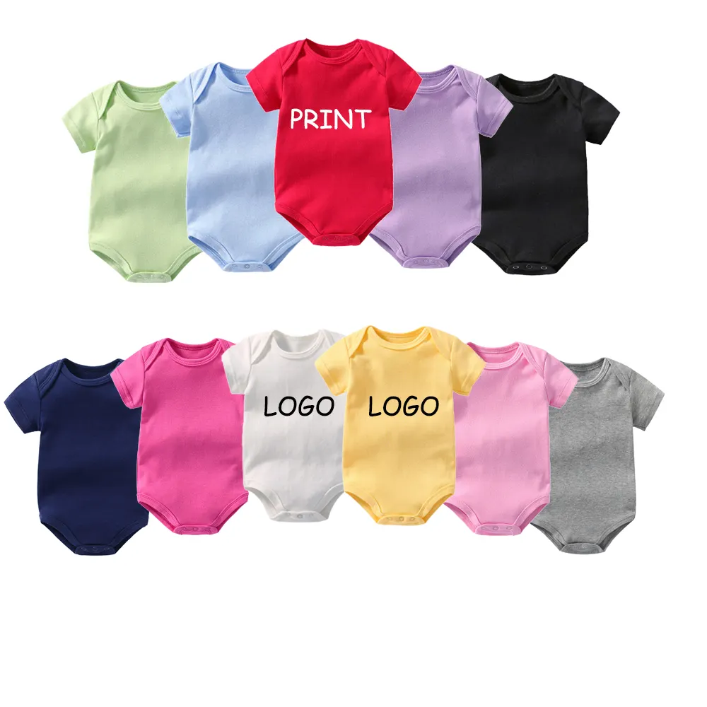 custom newborn baby unisex boy and girl clothes short sleeve summer 100% cotton infant and baby clothes for newborns