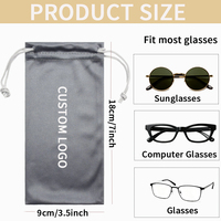 Étui à lunettes en microfibre douce avec cordon de serrage 9*18, logo personnalisé OEM ODM, étui à lunettes durable, rangement pour lunettes de soleil, portable pour les voyages