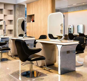 Nouveau Miroir de Salon de Coiffure Tendance en Marbre, Spécial Coiffure, pour Coupe, Permanente et Coloration - Product Image 5