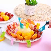Voedsel Fruit Vorkprikkers voor kinderen Schattige dieren Bento Box Decor Milieuvriendelijk Vaatwasmachinebestendig Anti-aanbaklaag Plastic bestek