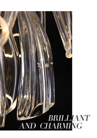 Lustre Moderne de Luxe en Verre Cannelé en Forme de Pétale, Suspension Sculpturale en Cristal Faite à la Main pour Projet Hôtelier, Hall de Villa