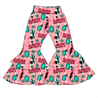 Pantalon décontracté mi-mollet en bambou pour fillettes, respirant, double couche, écologique, doux, imprimé, coupe cloche, collection automne-hiver, OEM