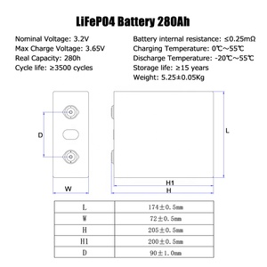 HAKADI リン酸鉄リチウムイオンバッテリー 280Ah EVE社製グレードA 新品 <span class=keywords><strong>12V</strong></span>/24V/48V <span class=keywords><strong>DIY</strong></span>用 - Product Image 4