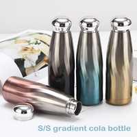 Mode Femme 500ml Bouteille D'eau En Acier Inoxydable Gradient Couleur Anti-dérapant Fond Cadeau Flacon
