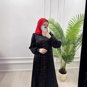 Vêtements ethniques Abayas Robes imprimées pour femmes Ceintures simple boutonnage Jalabiya Ramadan <span class=keywords><strong>Maroc</strong></span> Dubai Eid Muslim Kaftan - Product Image 2