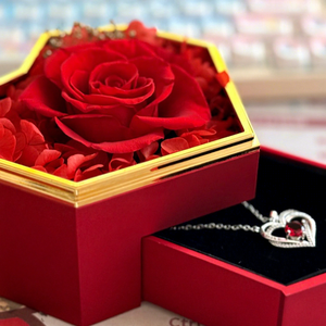 Caja de Joyería Prismática en Forma de Corazón, Mini Rosas Eternas, Rosas <span class=keywords><strong>Preservadas</strong></span>, Caja para Anillos y Collares, Regalo para el Día de la Madre - Product Image 2