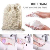 Sac en filet à cordon en sisal biodégradable écologique avec logo personnalisé, sac en filet pour savon naturel exfoliant pour le corps