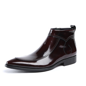 Bottes d'affaires pour hommes en cuir véritable de luxe, automne-hiver, à lacets, respirantes, semelle extérieure en caoutchouc - Product Image 2