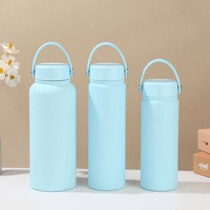 New Design Sports Water <b>Bottle</b> Stainless Steel Large Capacity 1L American Large Mouth Portable Handle Straw Water <b>Bottle</b> - Product Image 1